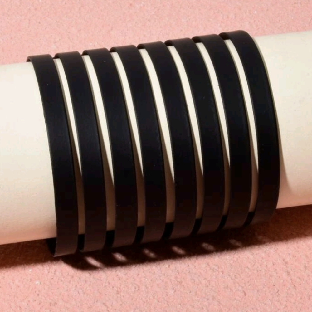 Geometric Modern Minimalist Abstract Matte Black Metal Cuff Bracelet